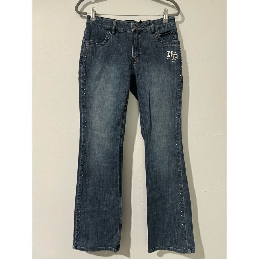Harley Davidson vintage Y2K studded and embroidered accents low rise long 28